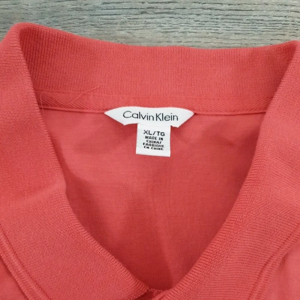Calvin Klein Men XL Short Sleeve Polo Shirt Cotton Melon Active Golf Casual - Picture 6 of 10